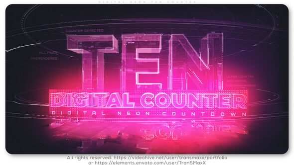 Digital Neon TEN Counter Video Displays template preview