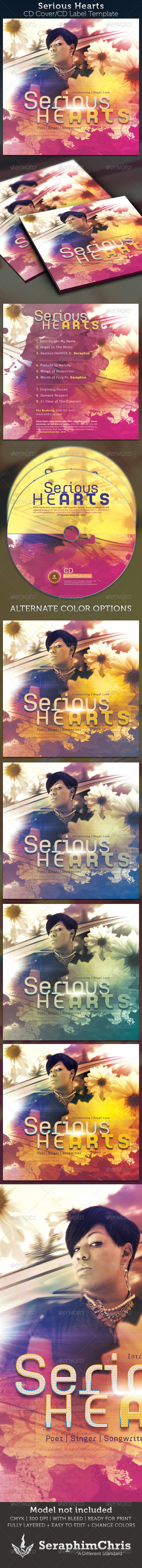 Serious Hearts CD Cover Artwork Template - CD & DVD Artwork Print Templates