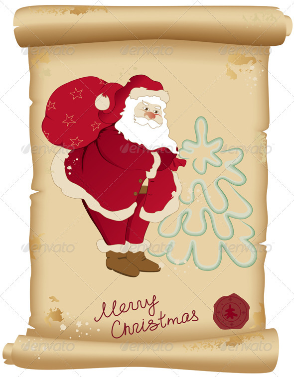 Santa Claus and Bag with Gifts - Christmas Seasons/Holidays