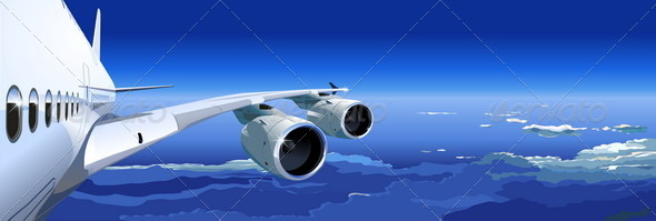 Jet cruising in the sky - Travel Conceptual