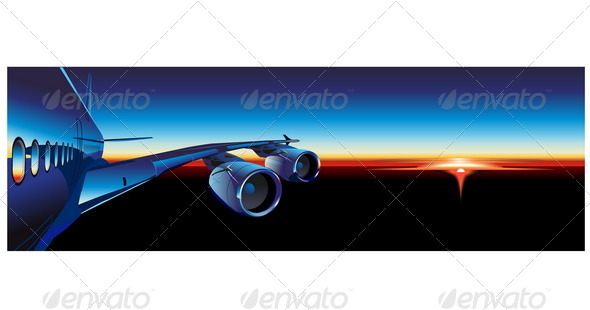 Airliner at Sunrise - Travel Conceptual