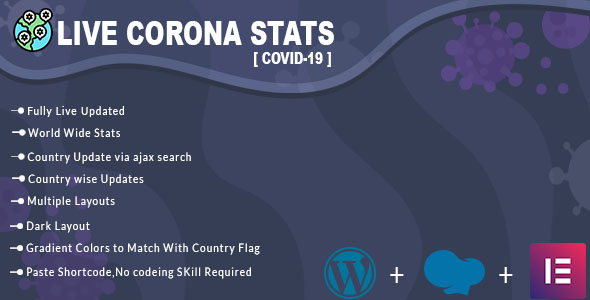 Covid19 – Corona Virus Live Stats & Updates For WordPress