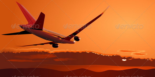 Airliner at Sunset - Travel Conceptual