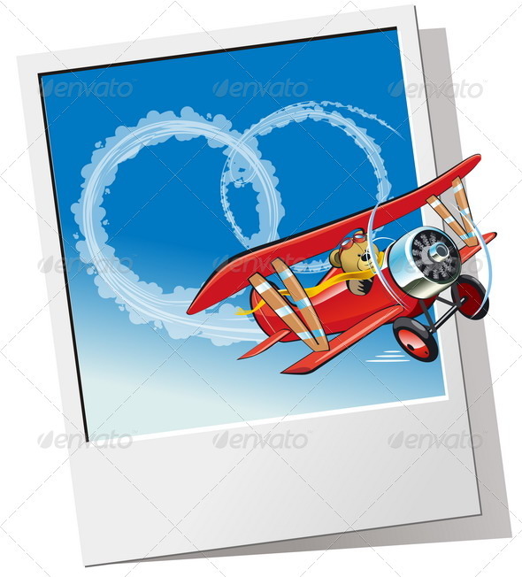 Cartoon Biplane - Weddings Seasons/Holidays