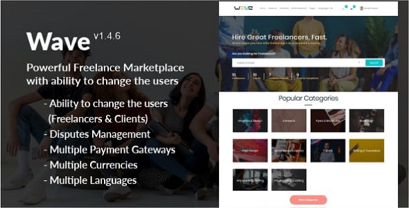 Wave – Powerful Freelance Marketplace System with ability to change the Users