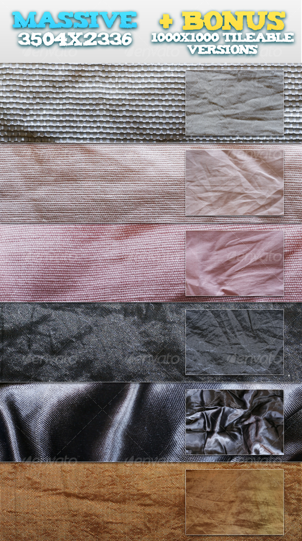 6 Wrinkled Fabrics + BONUS Tileable Versions - Fabric Textures