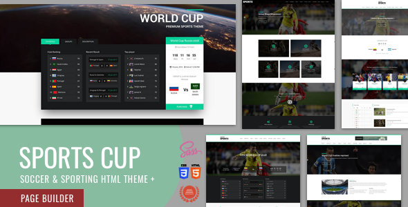 Fabulous Sports Cup, Soccer & Sporting Html Theme with Bootstrap 4 + Page Builder