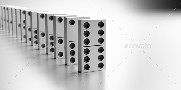 Premium Photo  Dominoes game blocks white color with black dots isolated  against white background 3d illustration