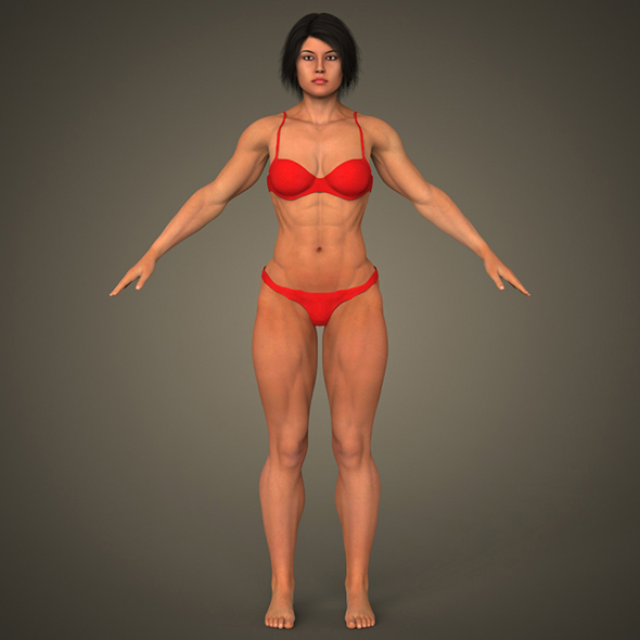 Realistic Bodybuilder Woman - 3Docean 26371102