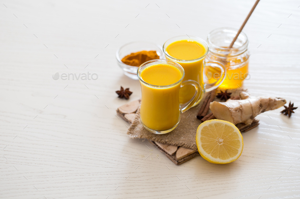 drink Turmeric tea for the treatment of coronavirus. Spicy healthy Haldi