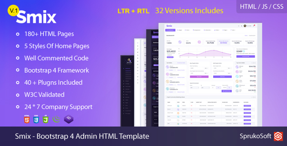Excellent Smix – Bootstrap 4  Admin HTML Template