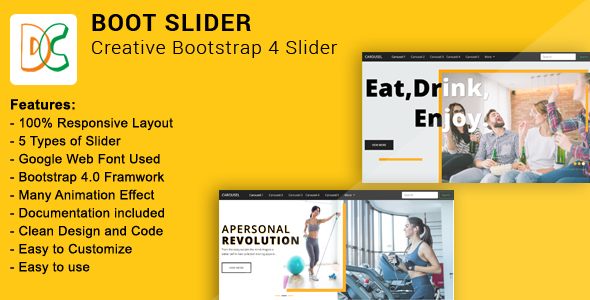 Boot Slider - Creative Bootstrap 4 Slider