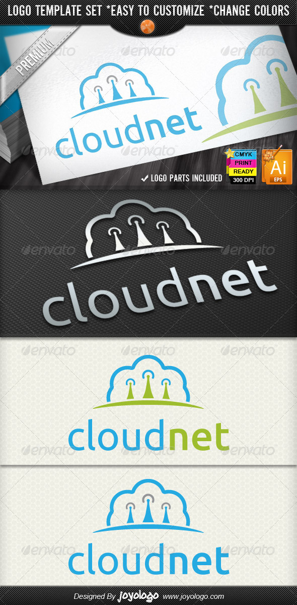 Wireless Networking Cloud IT Business Logo Designs - Objects Logo Templates