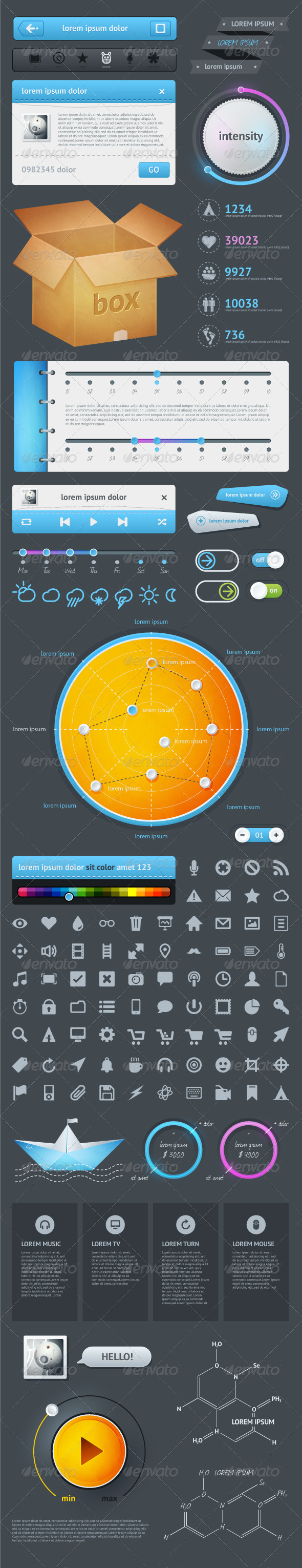 Elements of Infographics with buttons and menus - Infographics