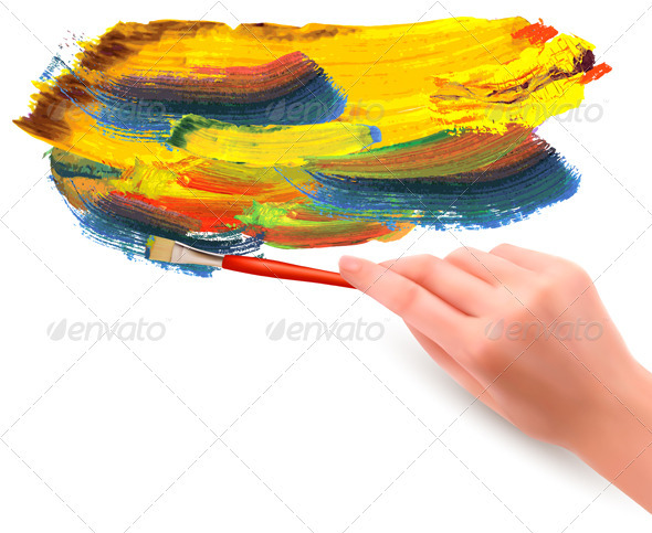 Abstract color background with hand Vector illust - Backgrounds Decorative
