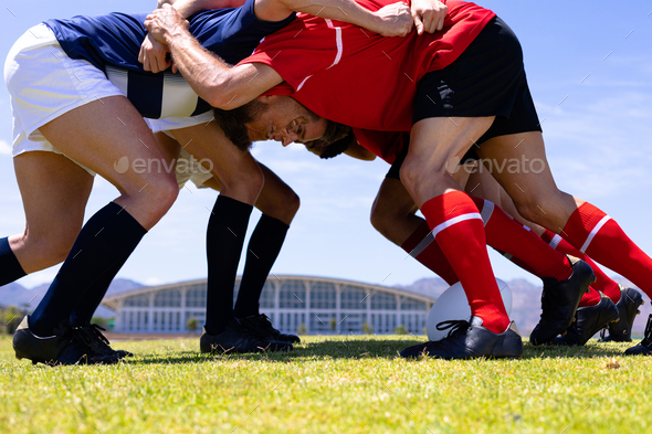 Rugbymen in a match