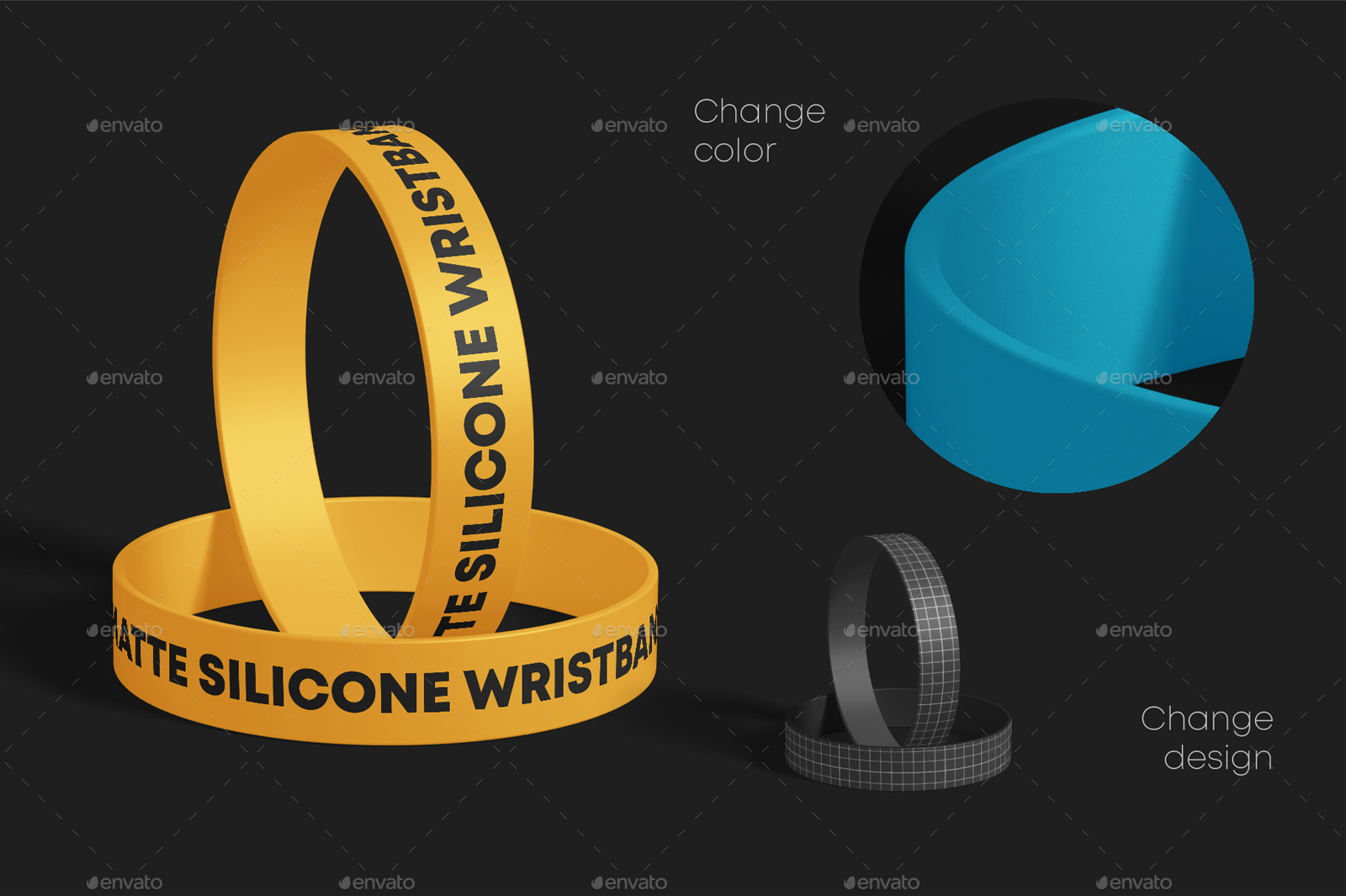 Download Matte Silicone Wristbands Mockup Set by Yevheniia ...