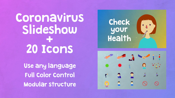 Coronavirus Covid Slideshow + Icons | After Effects
