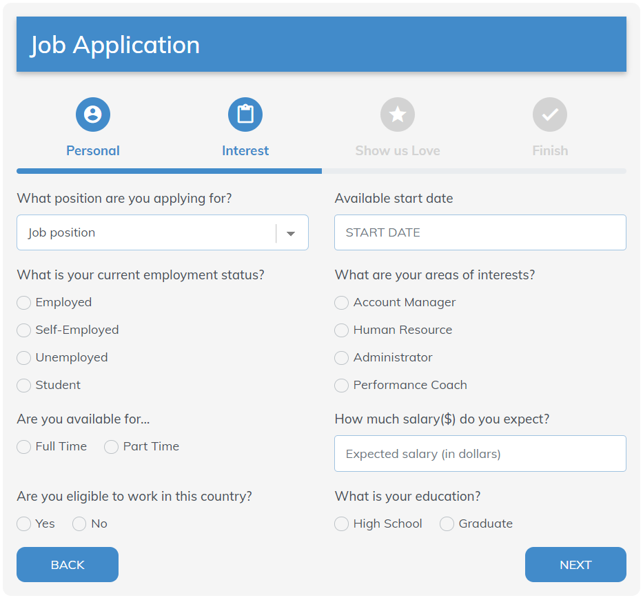 Job Application Form by UNEEKcc1 | CodeCanyon