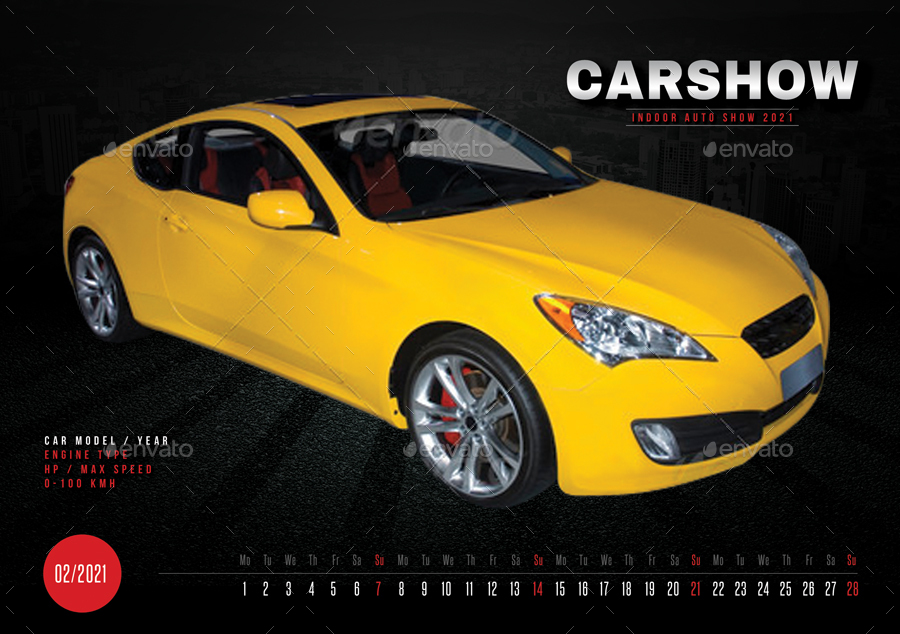 Auto Show Desk Calendar 2021 by rapidgraf GraphicRiver