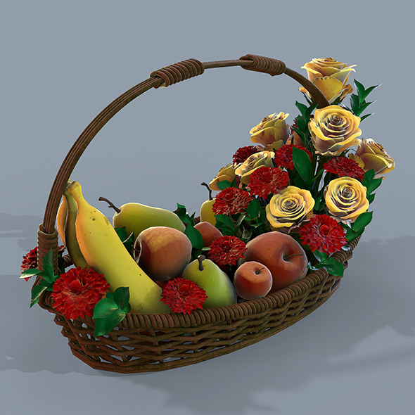 Basket with flowers - 3Docean 26394669
