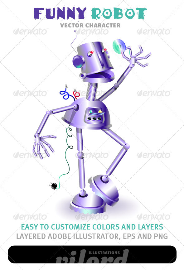 Funny Robot Mascot 2 - Characters Vectors