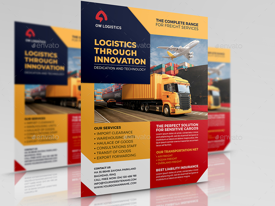 Freight and Logistics Services Flyer Template Vol.7, Print Templates