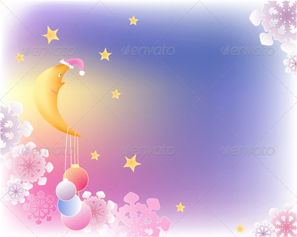 Christmas Background with Moon - Christmas Seasons/Holidays