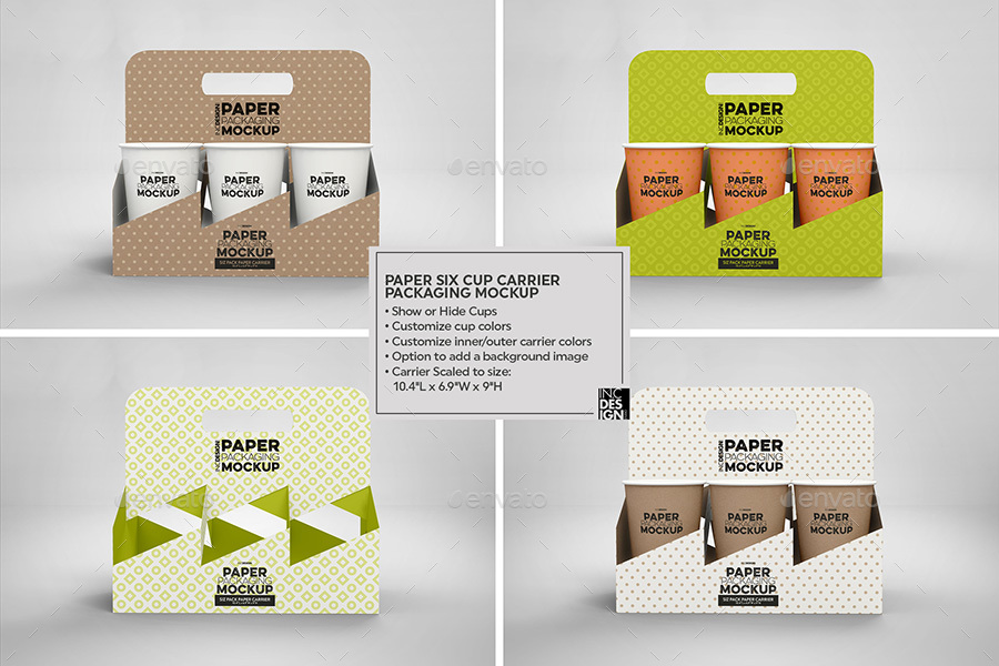 Download Paper Six Cup Carrier Holder Packaging Mockup by incybautista | GraphicRiver