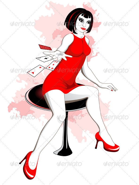 Beautiful Girl in Casino - People Characters