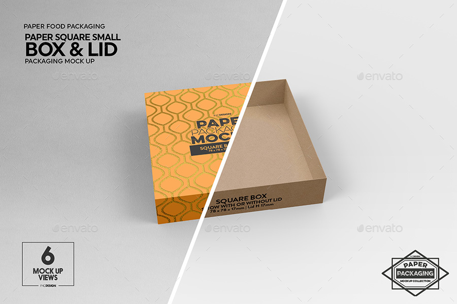 Download Small Square Paper Box and Lid Packaging Mockup by ...