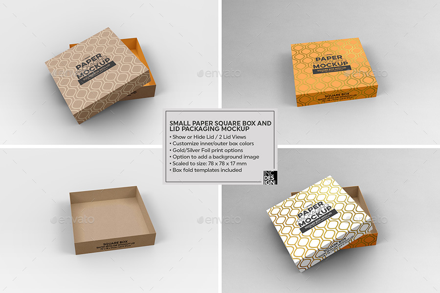 Download Small Square Paper Box and Lid Packaging Mockup by ...