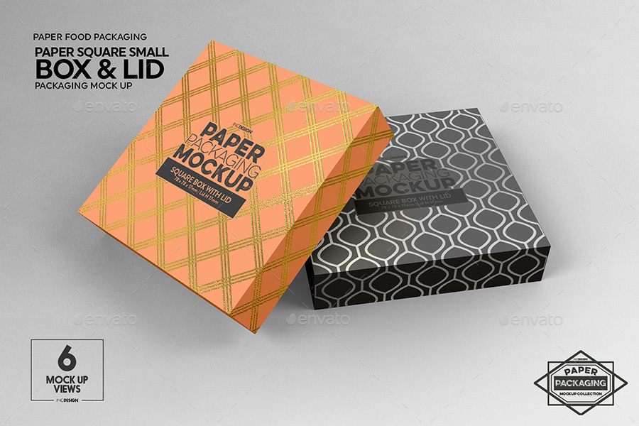 Download Small Square Paper Box and Lid Packaging Mockup by ...