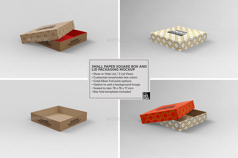 Download Small Square Paper Box and Lid Packaging Mockup by ...