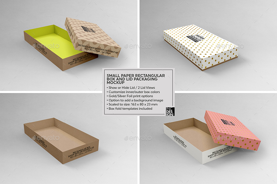 Download Small Rectangular Paper Box and Lid Packaging Mockup by incybautista