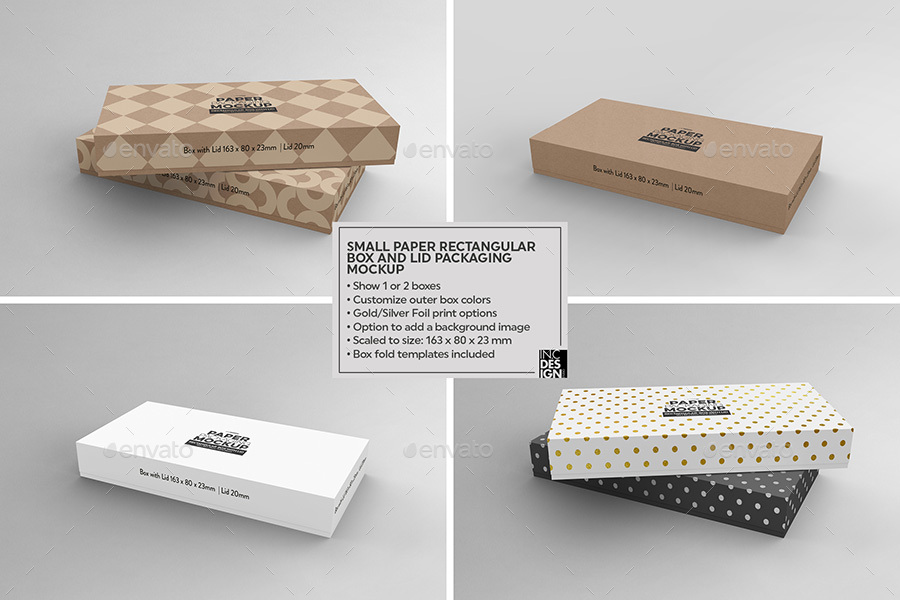 Download Small Rectangular Paper Box and Lid Packaging Mockup by ...