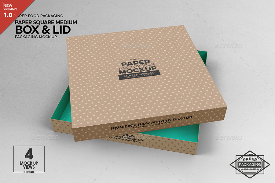 Download Medium Square Paper Box and Lid Packaging Mockup by ...