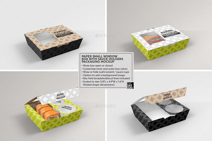 Small Paper Window Sushi Box Mockup, Graphics | GraphicRiver