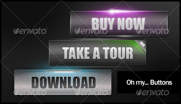 Oh my... light effect based buttons pack#2 - Buttons Web Elements