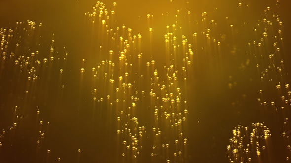 Underwater Bubbles Rising with Light Rays - Golden Yellow Background