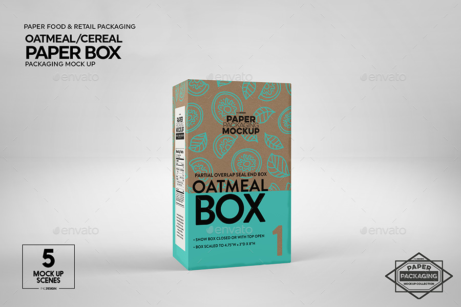 Download Oatmeal Box Packaging Mockup by incybautista | GraphicRiver