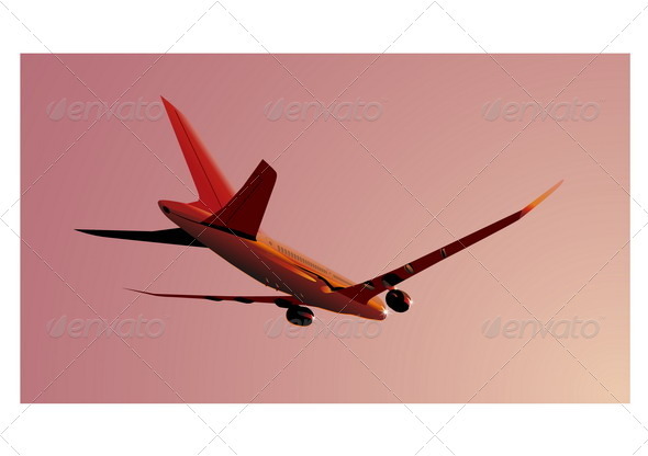 Boeing-787 at sunset - Travel Conceptual