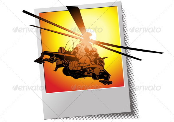 Photo Frame with Helicopter - Man-made Objects Objects