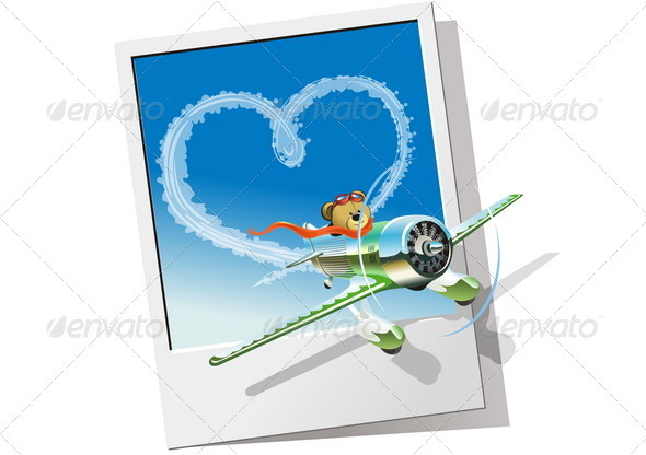 Cartoon Airplane - Valentines Seasons/Holidays