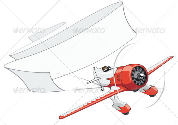 Retro Airplane with Banner - Man-made Objects Objects