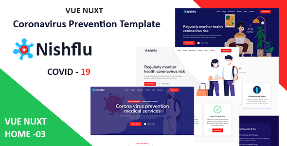 Super Nishflu - Vue Nuxt Coronavirus Medical Prevention Template