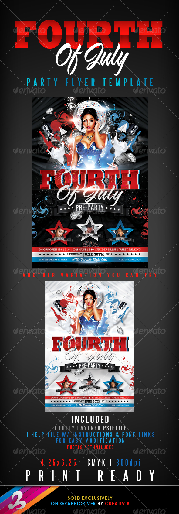 Fourth of July Party Flyer Template - Clubs & Parties Events