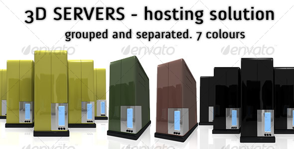 3D Servers. 7 colors - Technology 3D Renders