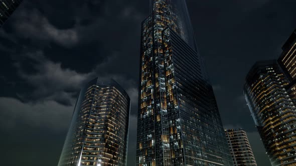 Glass Skyscrpaer Office Buildings with Dark Sky alt