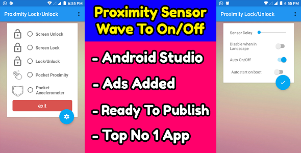 Proximity Sensor Wave to Lock Unlock (Template) Android Application Source Code
